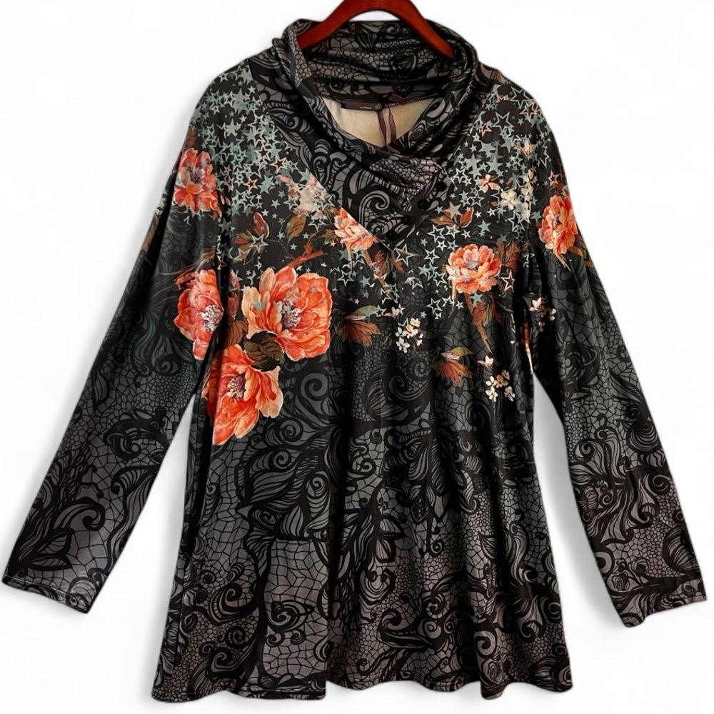 New Azalea by Firmiana Cowl Neck Long Sleeve 
Tunic Top Size 1X NWT